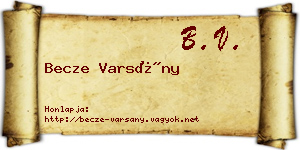 Becze Varsány névjegykártya